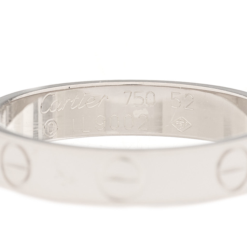 18K White Gold 3.5mm LOVE Wedding Band Ring 52 6