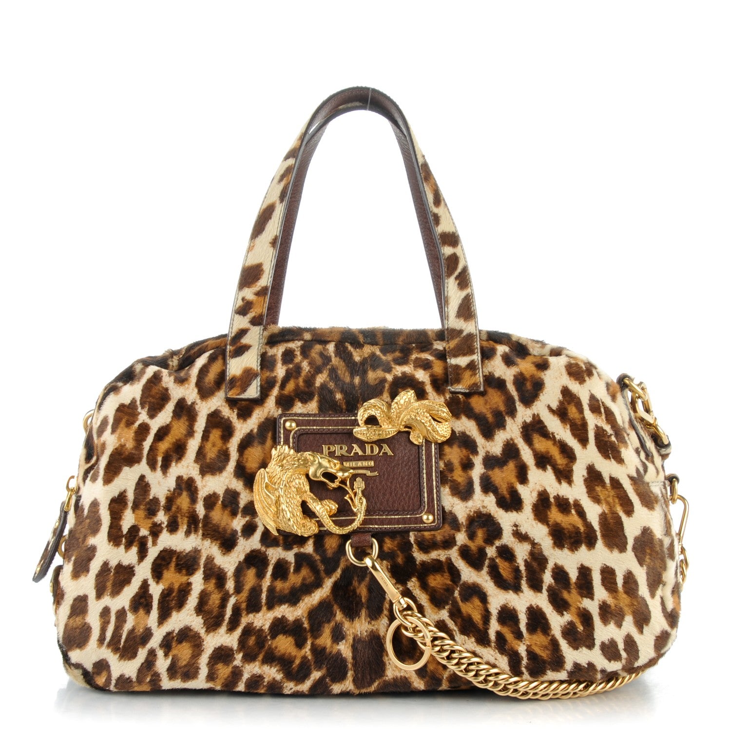 Prada Calf Hair Leopard Print Bauletto 1 of 10