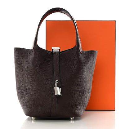 Hermes Taurillon Clemence Matte Alligator Picotin Lock Touch 18 PM Rouge Sellier Bourgogne 11 of 11