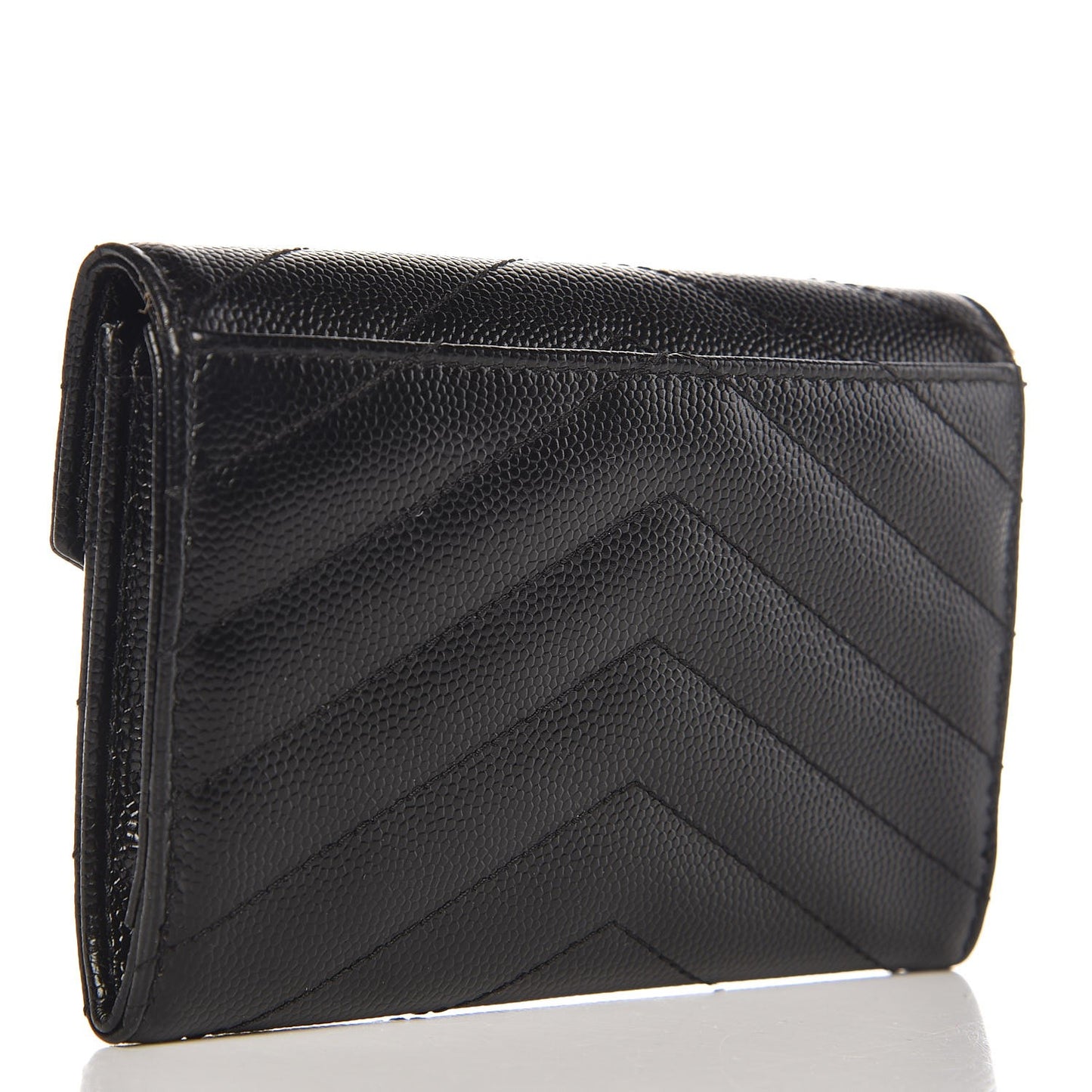 Grain De Poudre Matelasse Chevron Small Monogram Envelope Wallet Black
