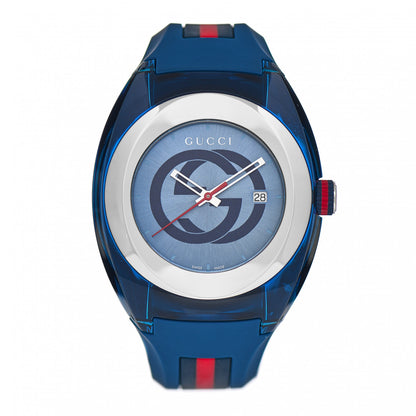 Gucci Stainless Steel Rubber 46mm Sync Web Quartz Watch Blue 1 of 5