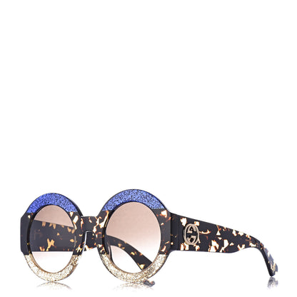 Gucci Acetate Round GG0084S Sunglasses Glitter Blue Multi 1 of 7