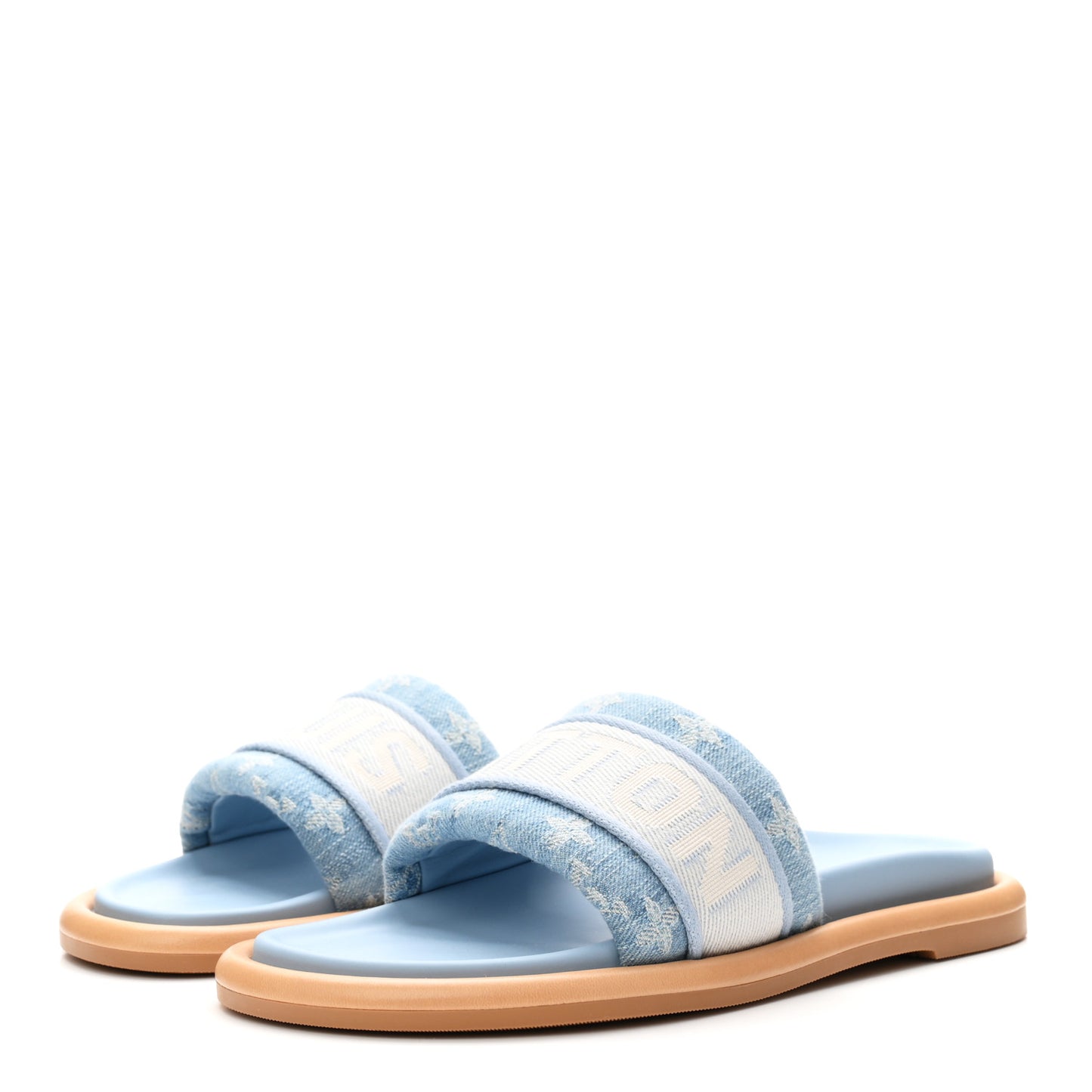 Monogram Denim LV Bliss Womens Comfort Mules 38 Turquoise