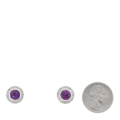 David Yurman Sterling Silver Amethyst Diamond 8mm Cerise Earrings 2 of 4