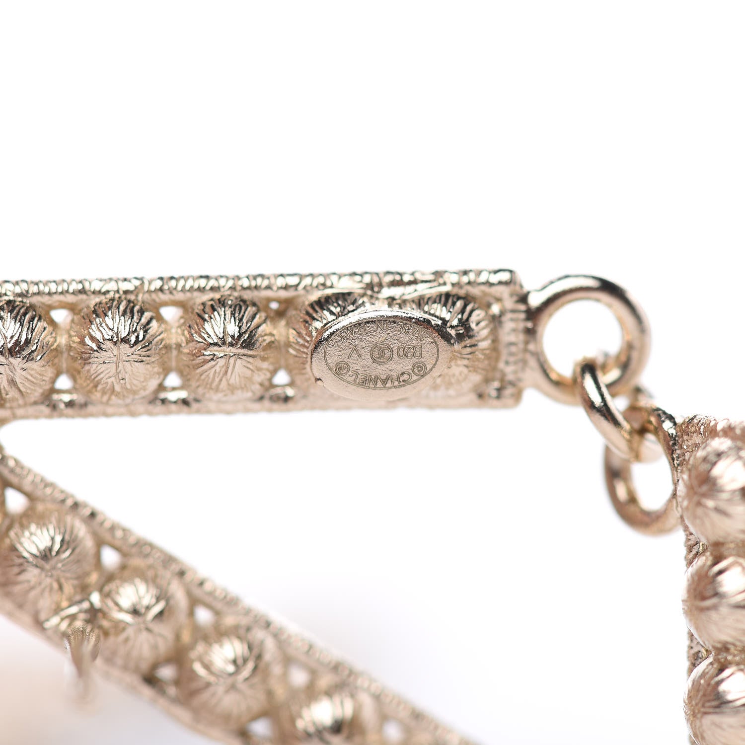 Chanel Crystal Cha-Nel Logo Drop Earrings Gold 3 of 5