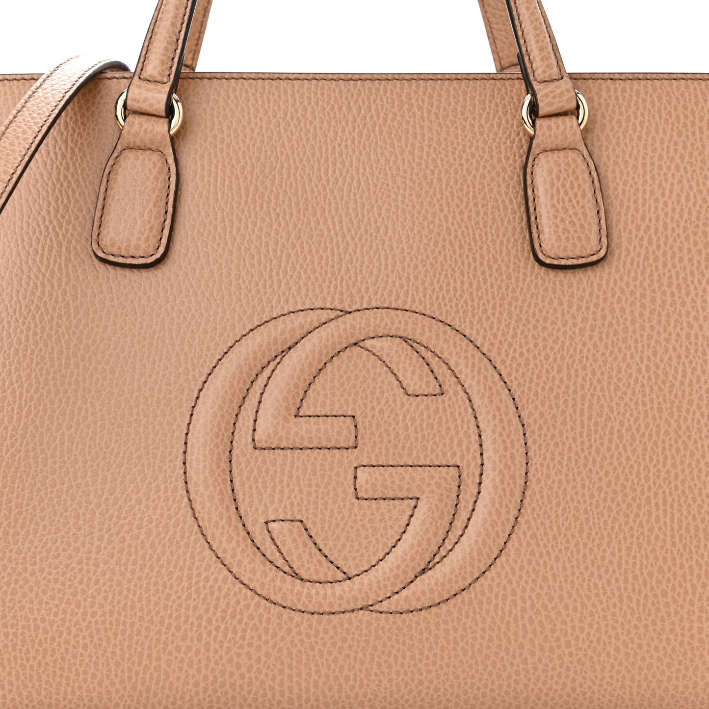 Dollar Calfskin Large Soho Top Handle Satchel Camelia