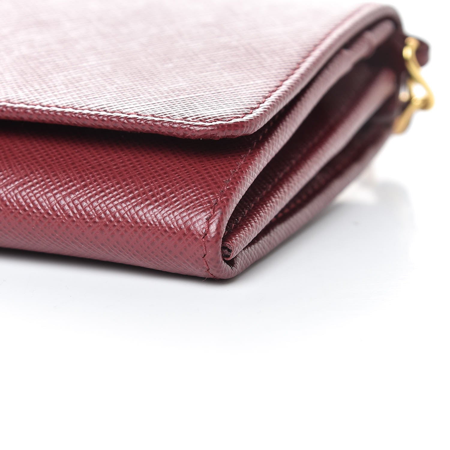 Prada Saffiano Metal Oro Chain Wallet Cherry 10 of 11