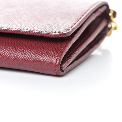 Prada Saffiano Metal Oro Chain Wallet Cherry 10 of 11