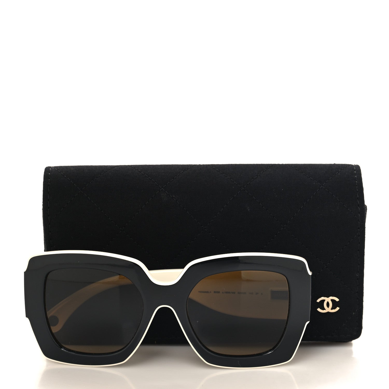 Chanel Acetate Square Sunglasses 6059 Black White 7 of 7