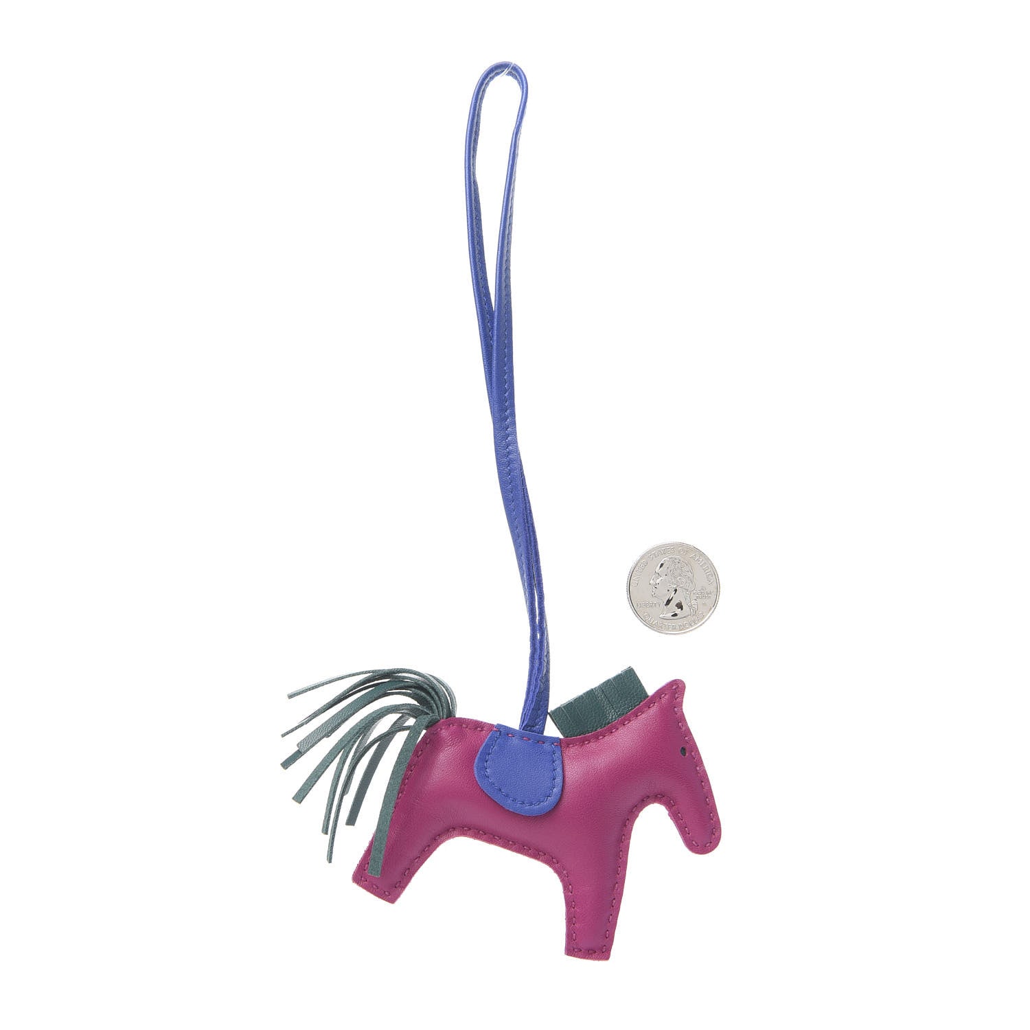 Hermes Milo Lambskin Grigri Rodeo Horse Bag Charm PM Rose Pourpre Bleu Electrique Malachite 2 of 4