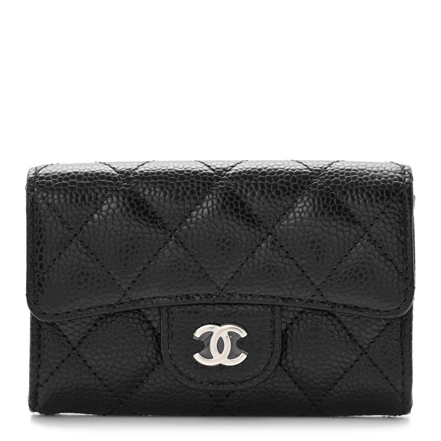Chanel Caviar Quilted Flap Card Holder Wallet Black 1 of 9