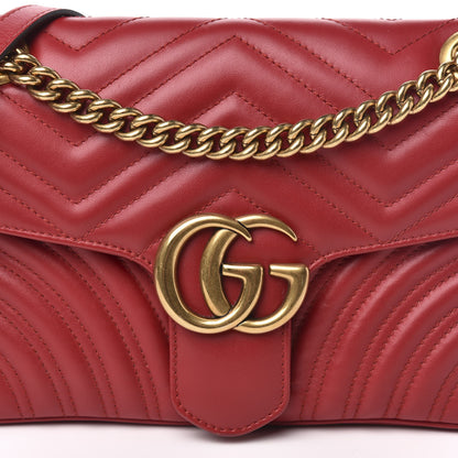 Gucci Calfskin Matelasse Small GG Marmont Shoulder Bag Hibiscus Red 10 of 10