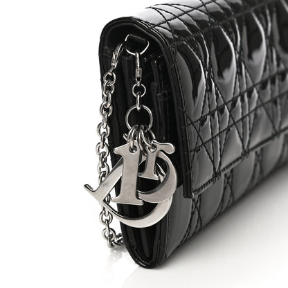 Christian Dior Patent Cannage Lady Dior Rendezvous Wallet On Chain Black 17 of 18