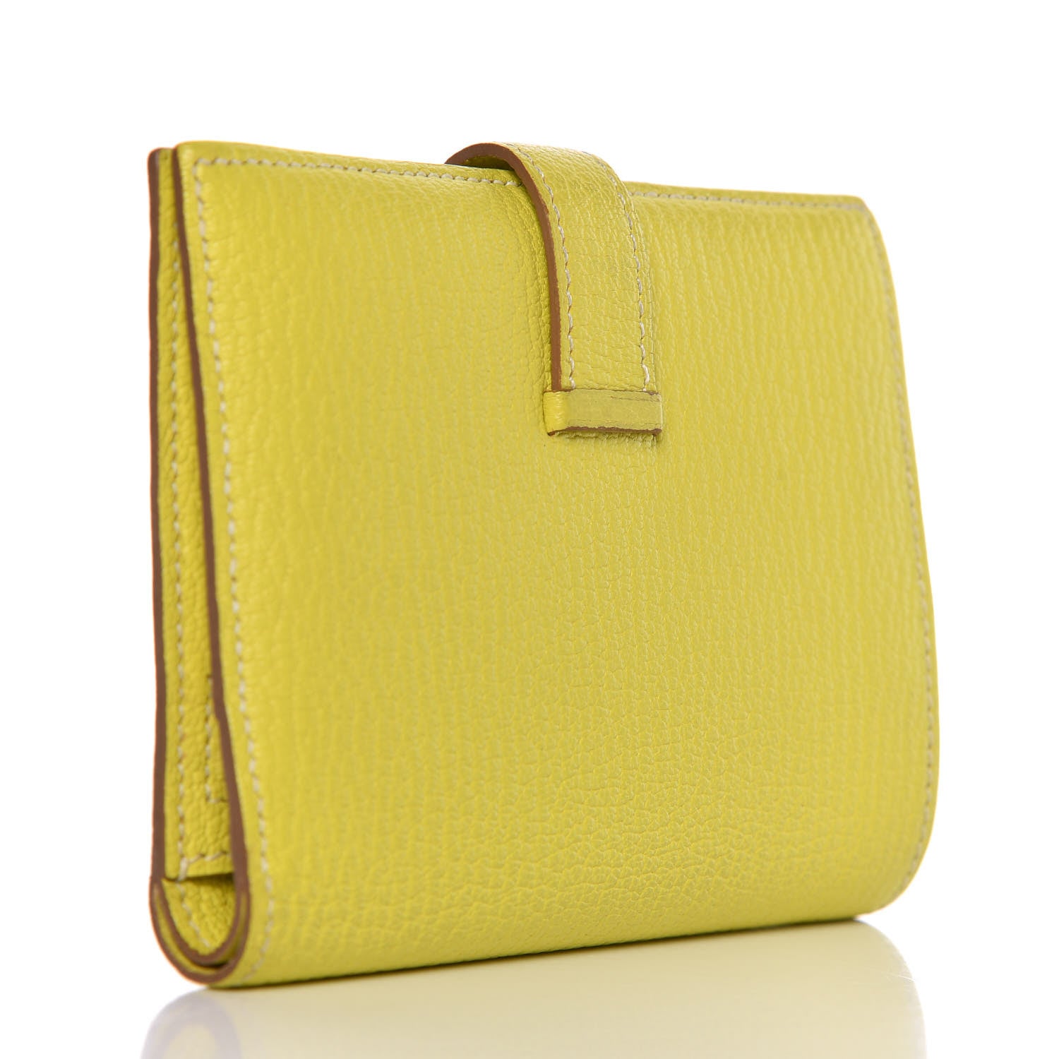 Hermes Chevre Mysore Bearn Compact Wallet Lime 3 of 9