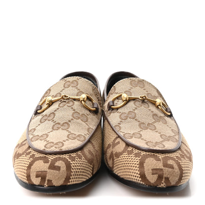 Gucci Monogram Jumbo GG Malaga Kid Horsebit Womens Jordaan Loafers 35.5 Beige Ebony New Acero 3 of 10