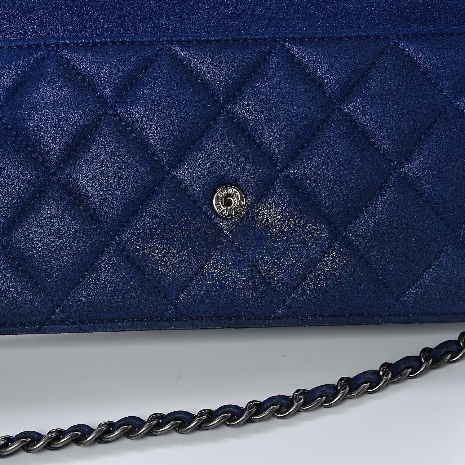 Chanel Iridescent Calfskin Quilted Wallet on Chain WOC Blue 10 of 14