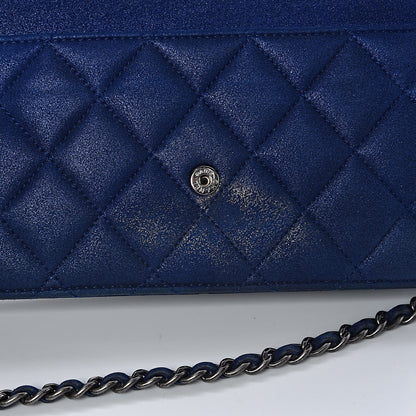 Chanel Iridescent Calfskin Quilted Wallet on Chain WOC Blue 10 of 14