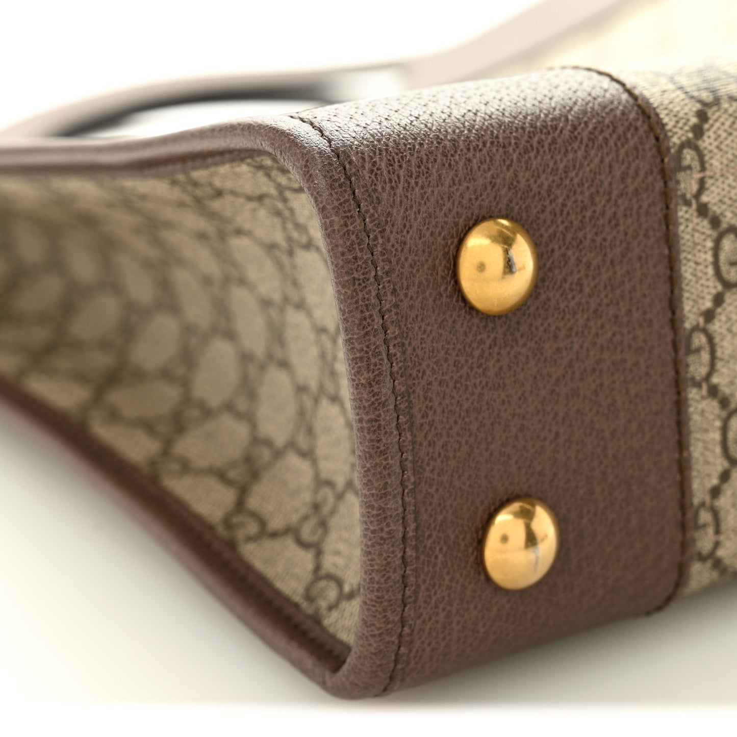 GG Supreme Monogram Textured Calfskin Web Medium Ophidia Slip Handle Tote Beige Ebony New Acero