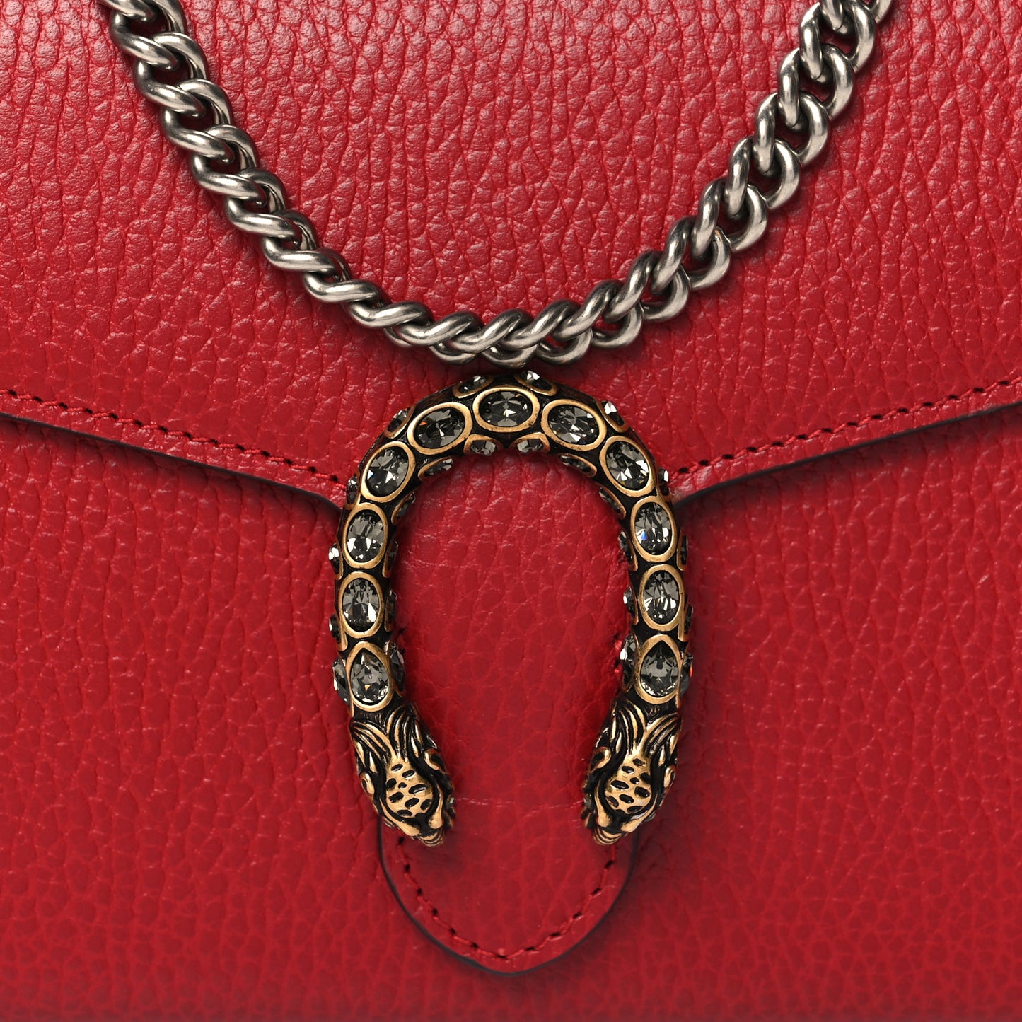 Calfskin Mini Dionysus Chain Wallet Hibiscus Red