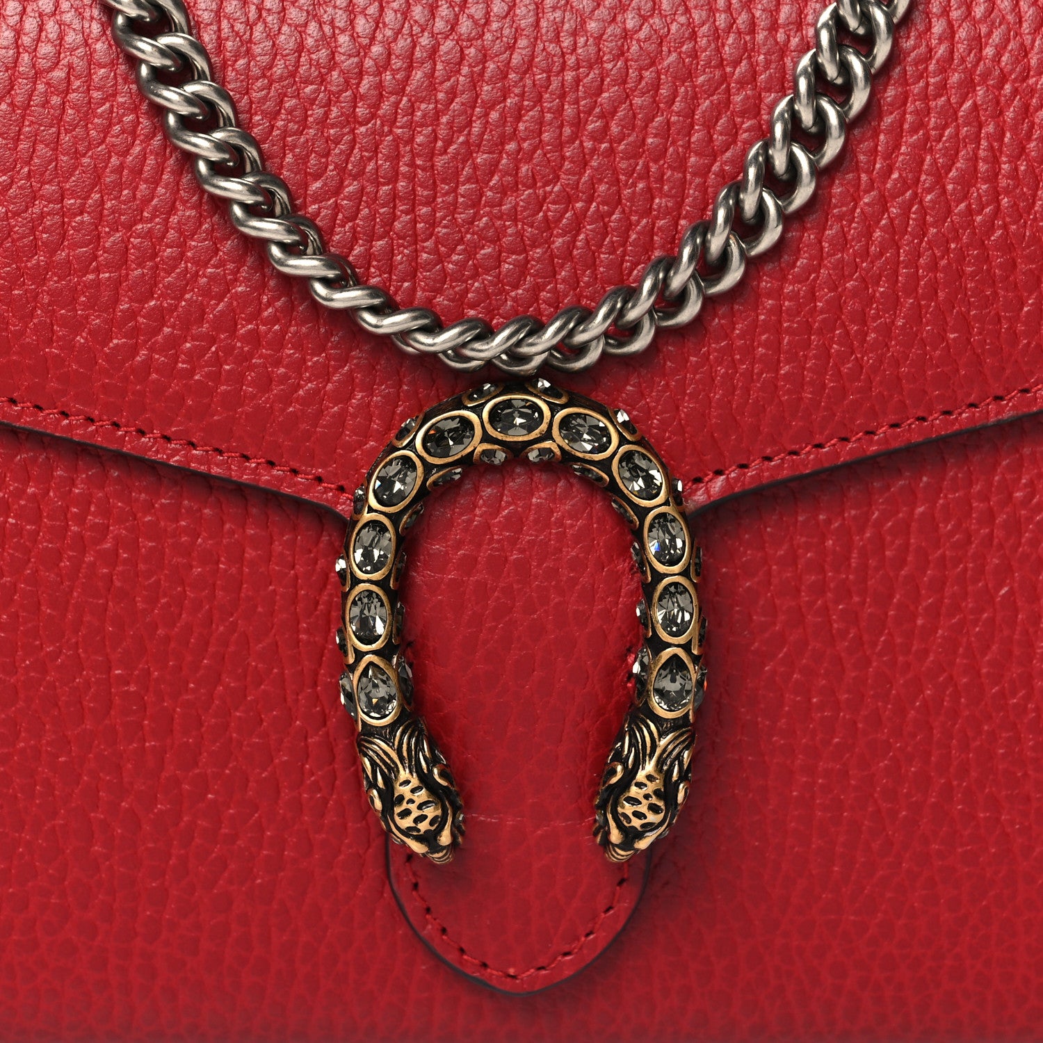 Gucci Calfskin Mini Dionysus Chain Wallet Hibiscus Red 10 of 12