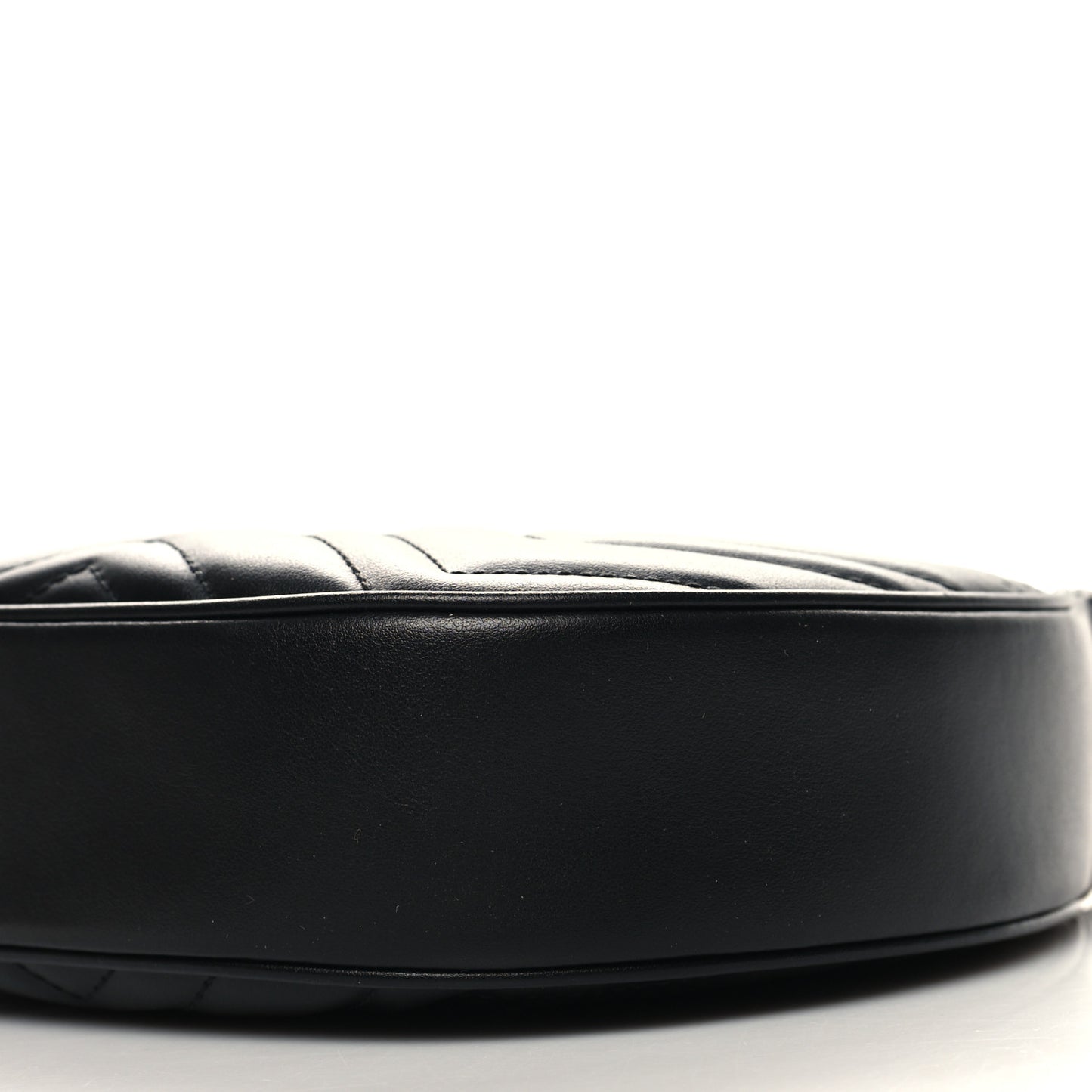 Calfskin Matelasse Chevron Mini GG Marmont Half Moon Hobo Black