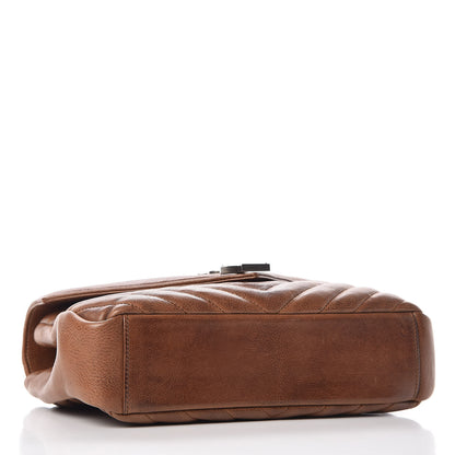 Saint Laurent Calfskin Matelasse Chevron Monogram Medium College Bag Cognac 4 of 20