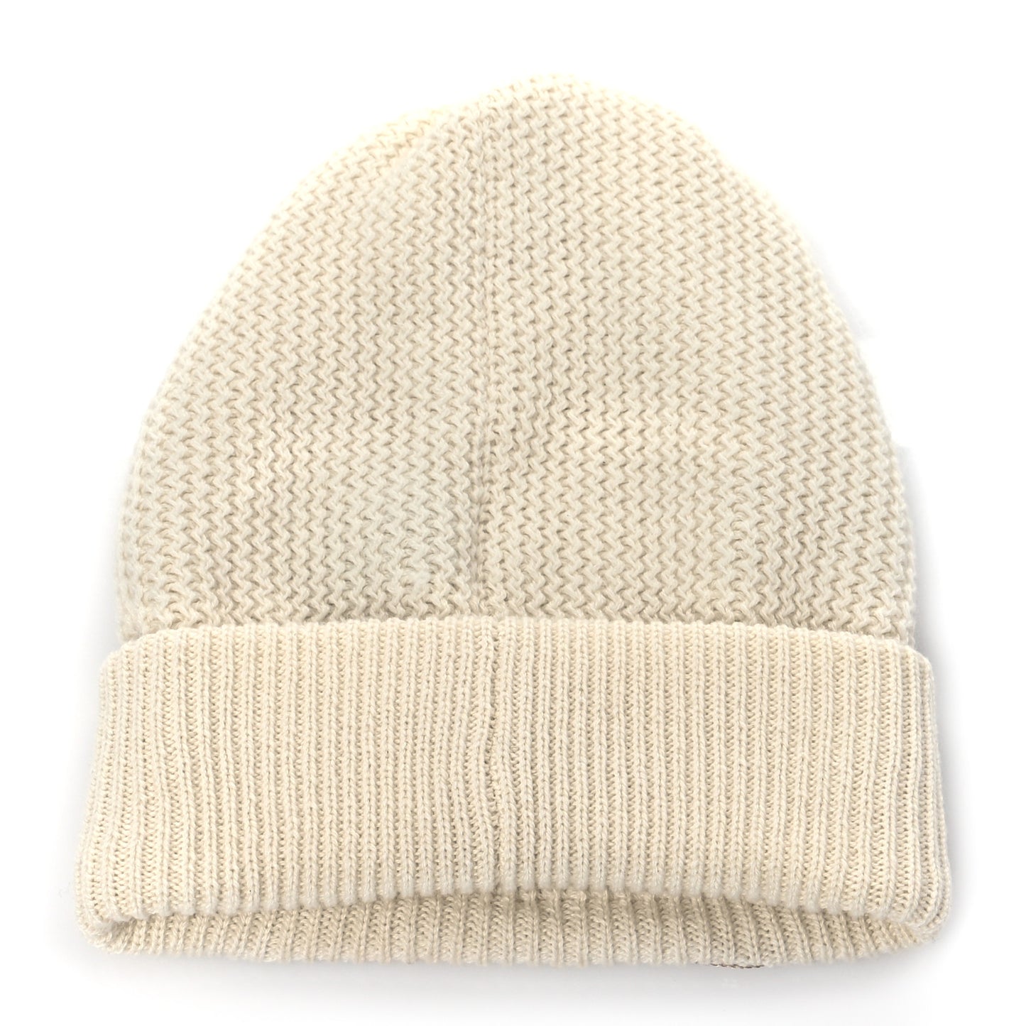 Cashmere Sequin Logo Beanie Hat Ivory Gold