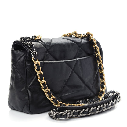 Chanel Shiny Goatskin Quilted Medium Chanel 19 Flap Black 3 of 9
