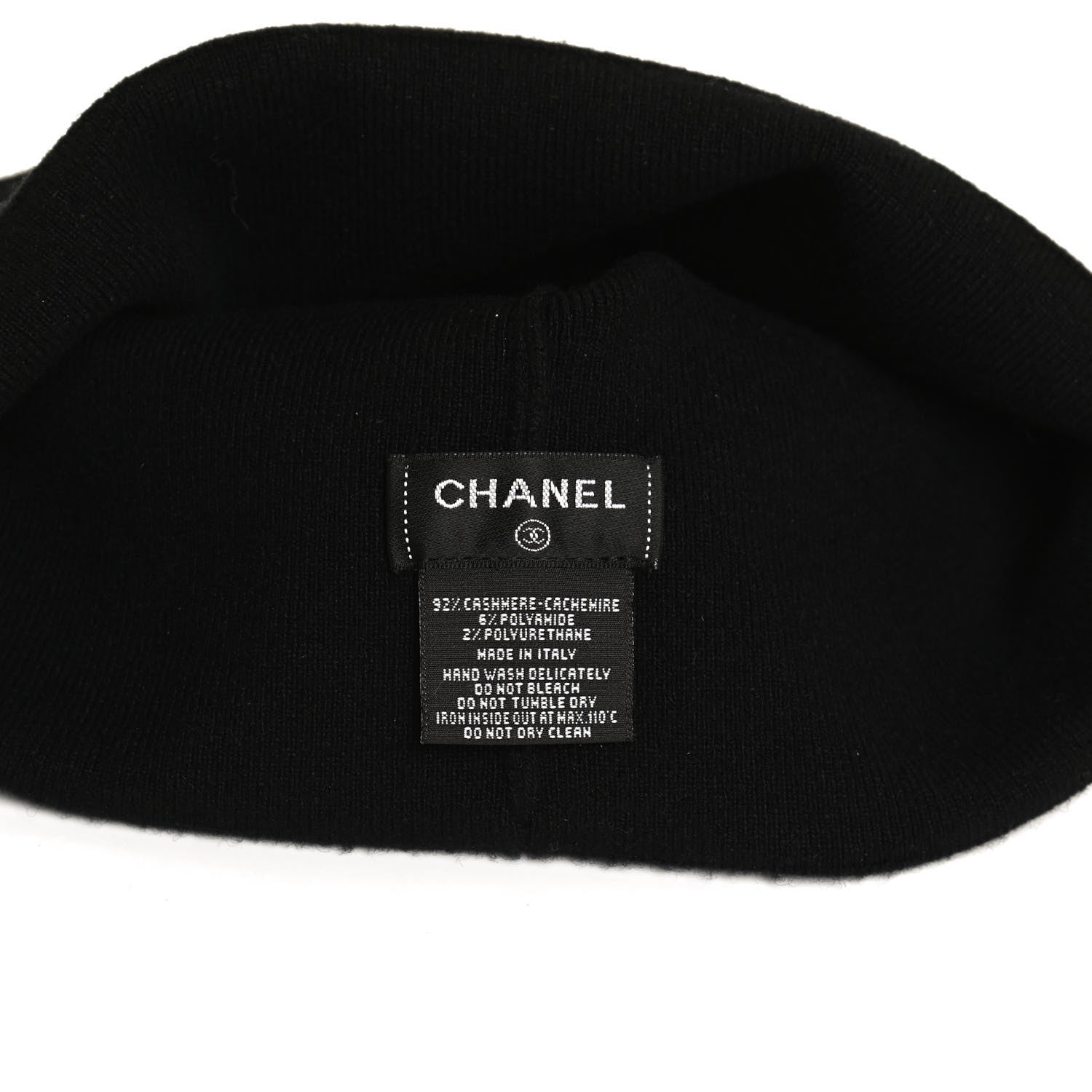 Chanel Cashmere CC Beanie Hat Black 4 of 5