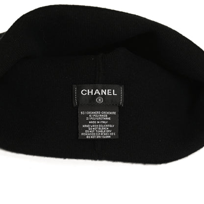 Chanel Cashmere CC Beanie Hat Black 4 of 5