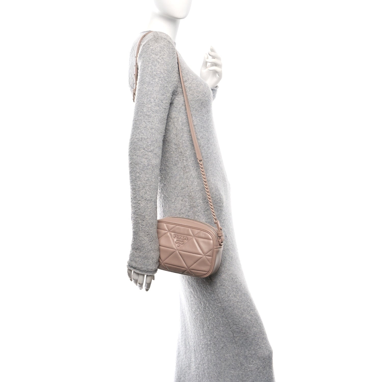 Prada Nappa Triangle Stitched Spectrum Camera Bag Cipria 2 of 9