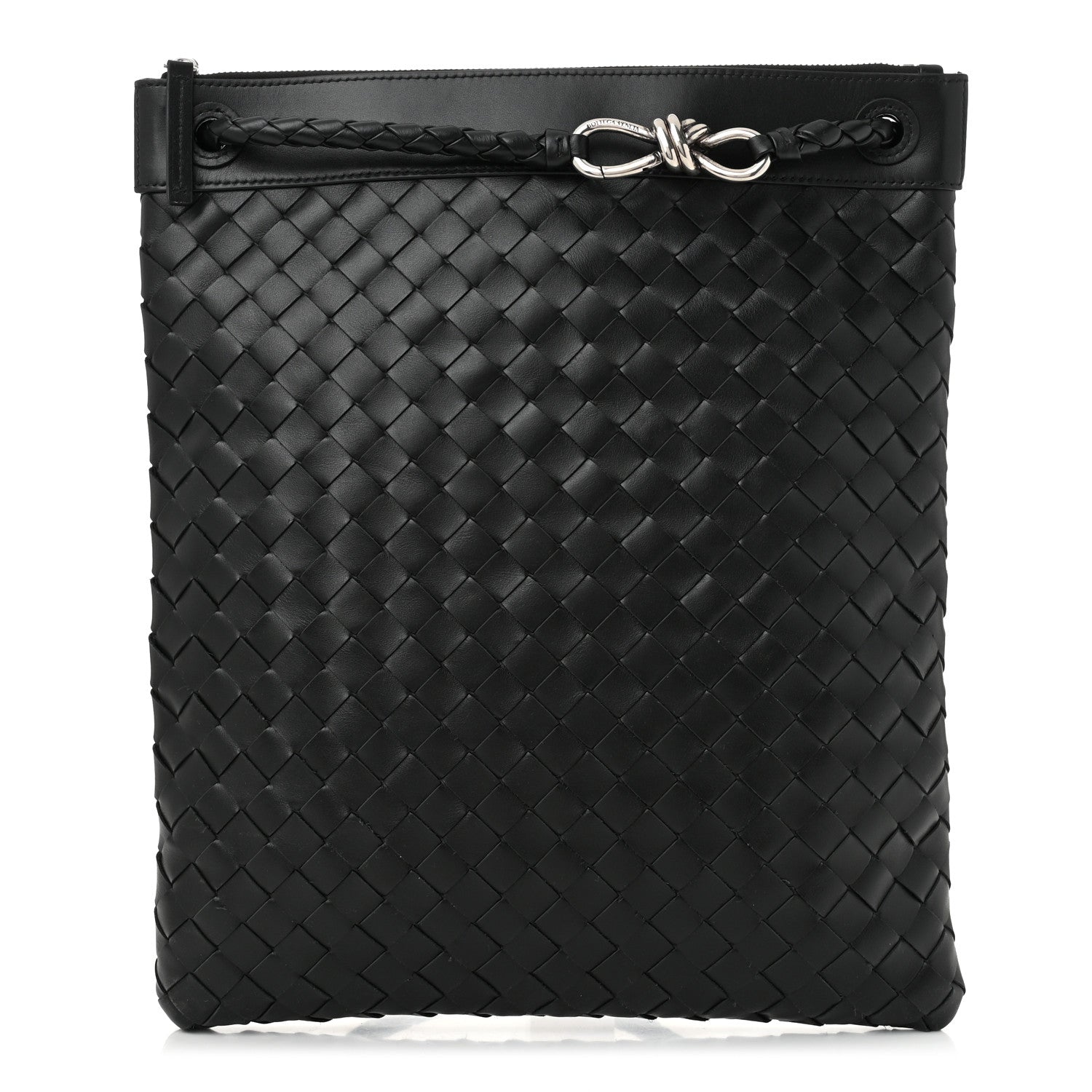 Bottega Veneta Nappa Intrecciato Andiamo Flat Messenger Black 1 of 10