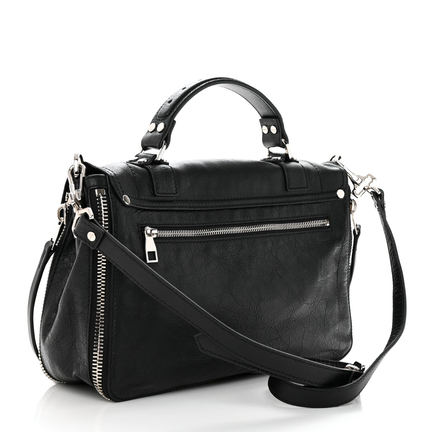Proenza Schouler Lambskin Medium PS1 Plus Zip Satchel Black 3 of 10