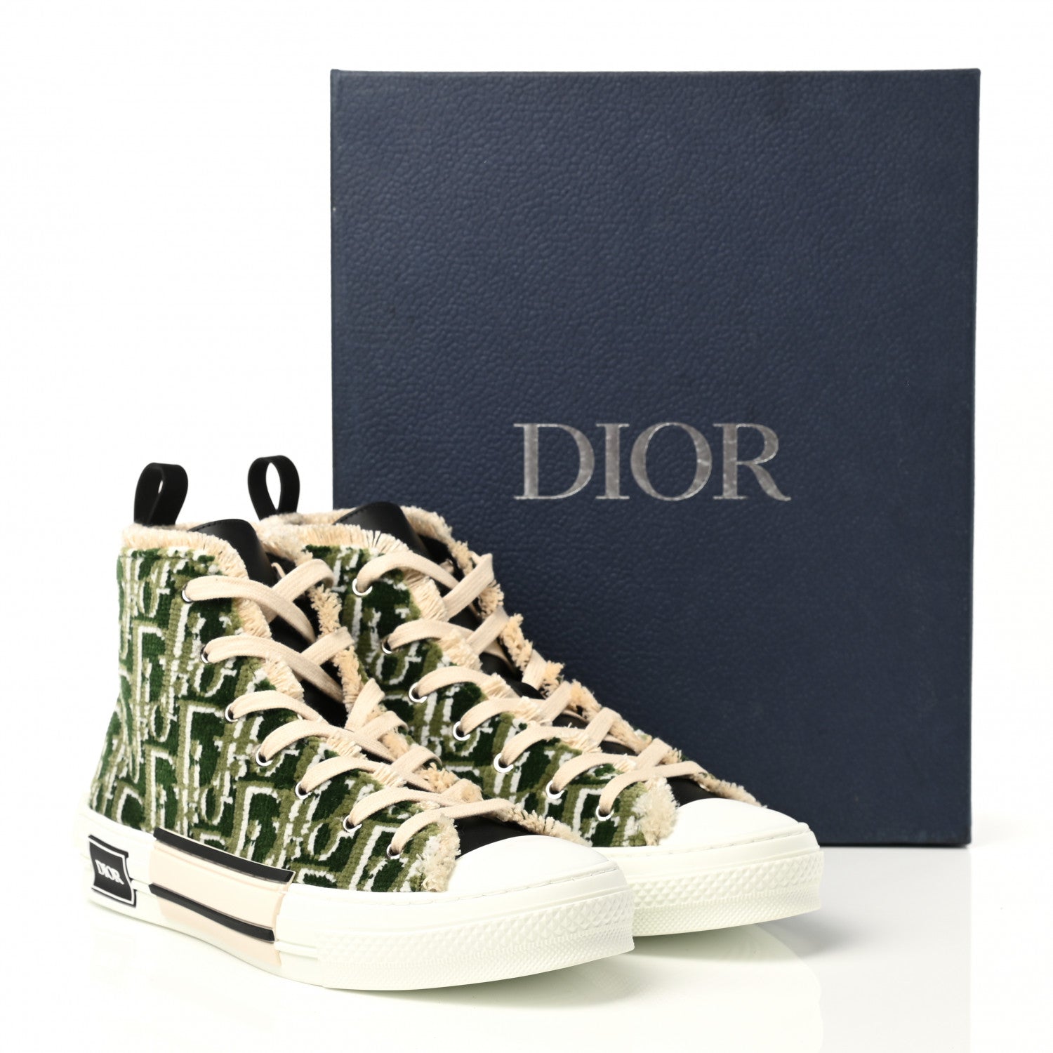 Christian Dior Tapestry Oblique Mens B23 High Top Sneakers 42 Olive 9 of 9