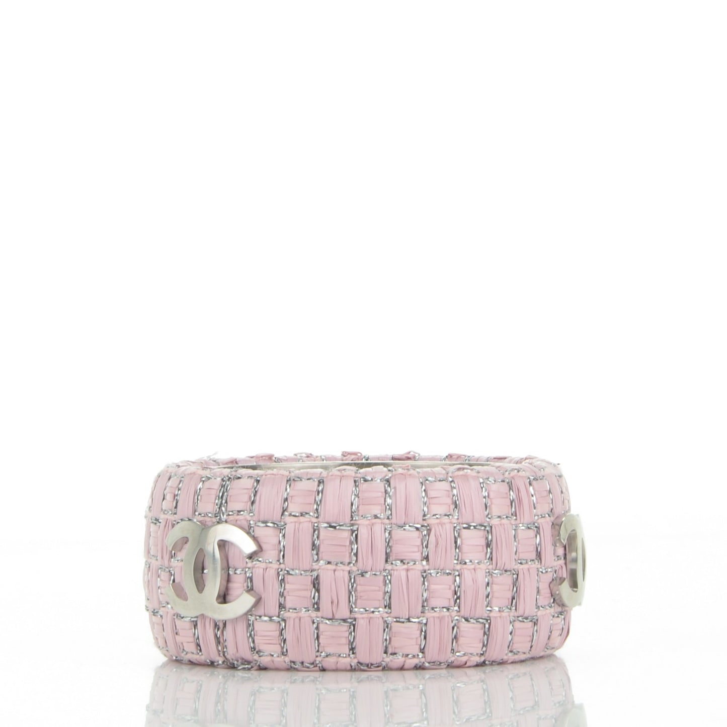 Woven Raffia CC Wide Bangle M Pink