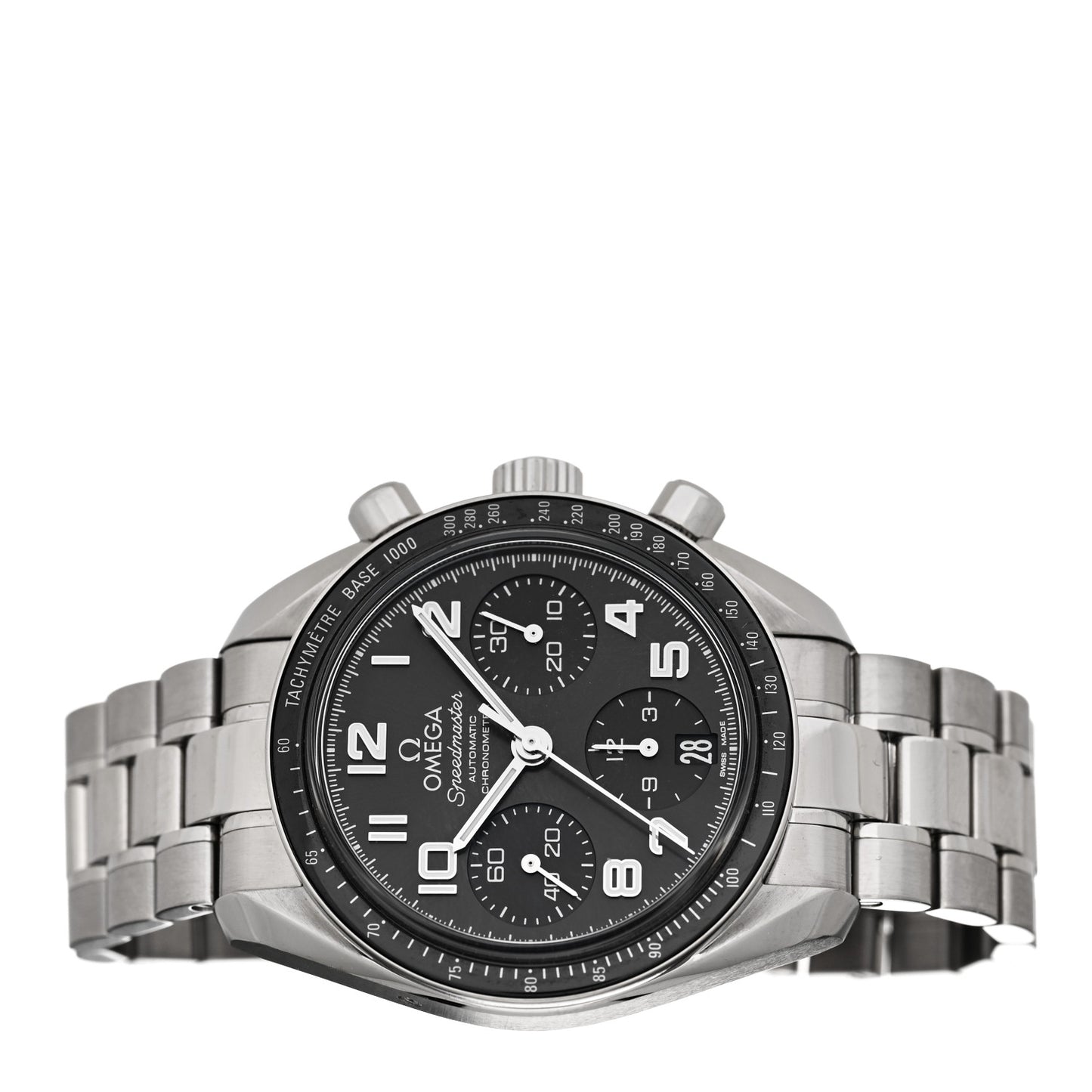 Stainless Steel 38mm Speedmaster Date Chronograph Automatic Watch Grey 324.30.38.40.06.001