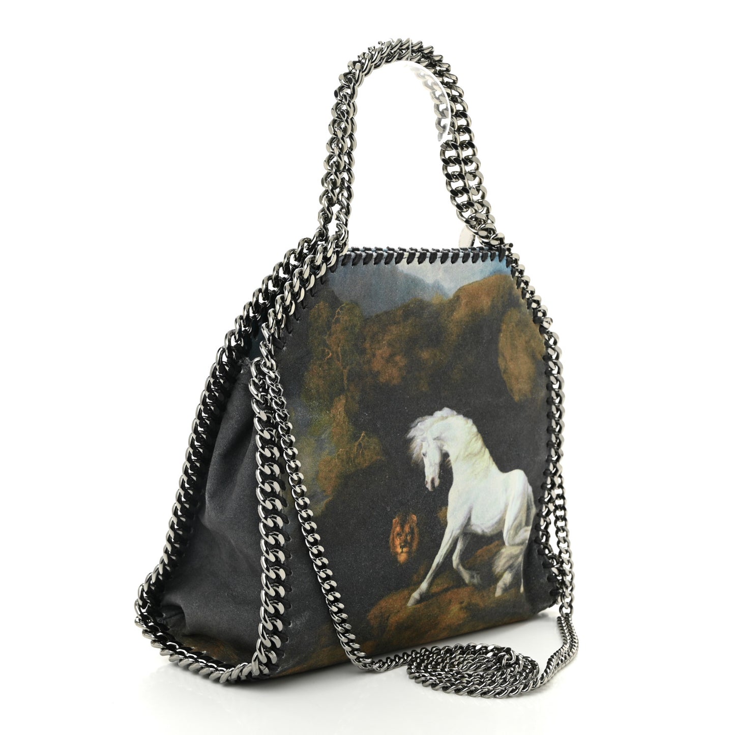 Shaggy Deer Horse Print Mini Falabella Tote Multicolor