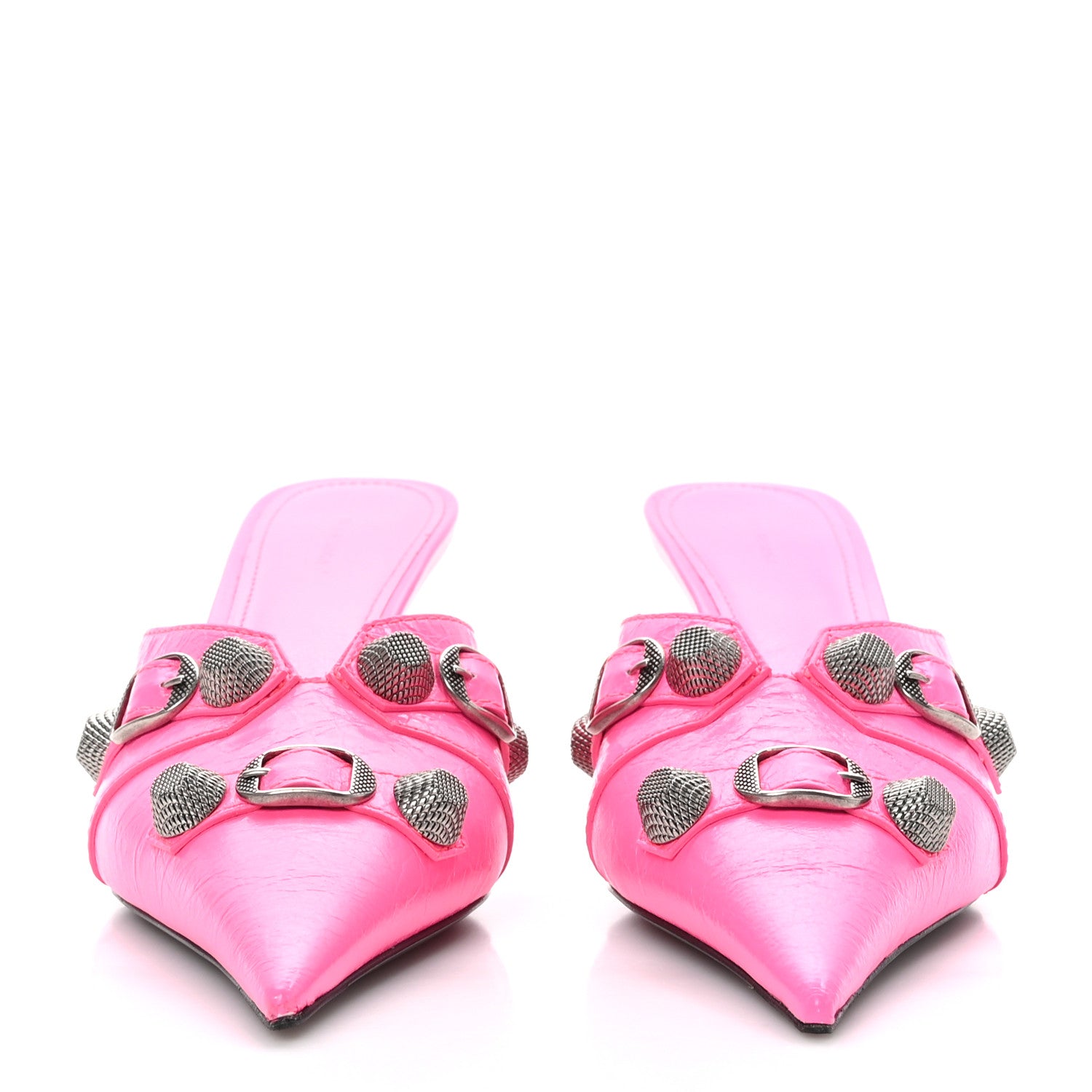 Balenciaga Agneau Arena Cagole 70mm Mules 37.5 Fluo Pink 2 of 8