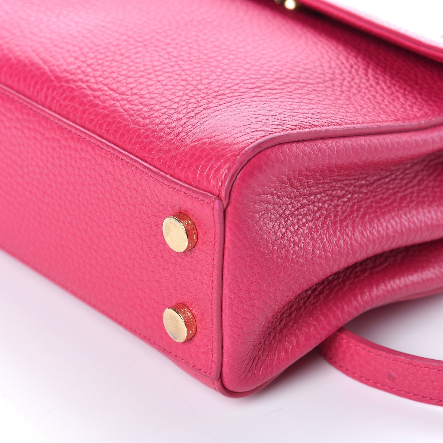 Grained Calfskin Small Moujik Top Handle Bag Fuchsia