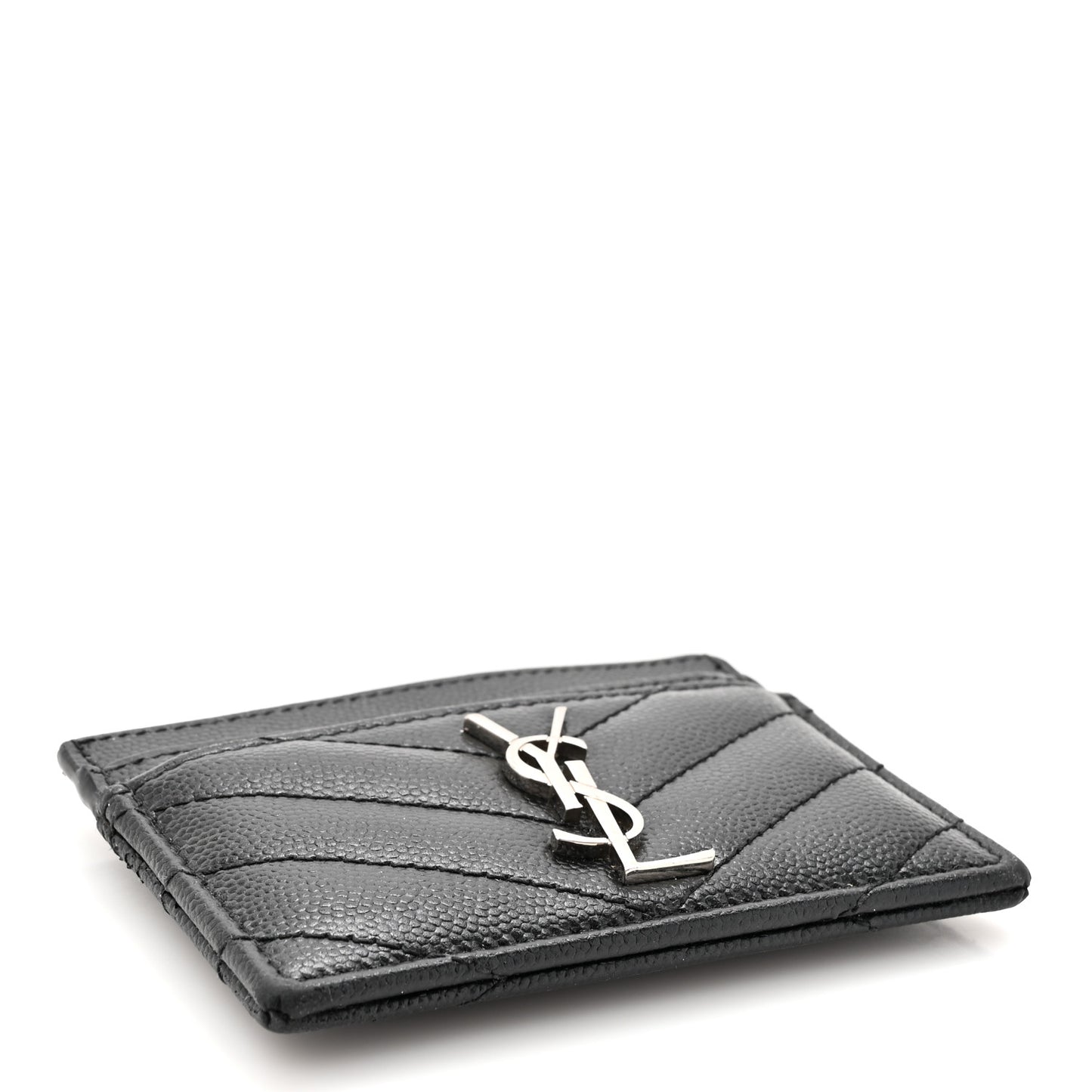 Grain De Poudre Matelasse Chevron Monogram Credit Card Case Black