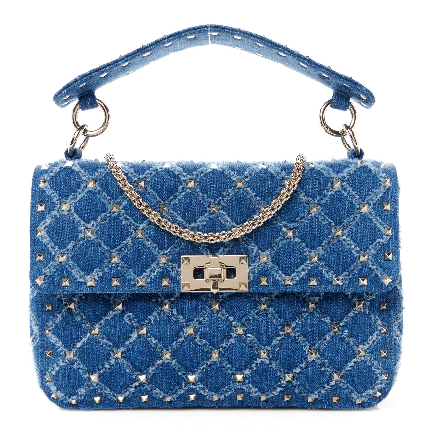 Valentino Garavani Denim Medium Rockstud Spike Shoulder Bag Denim 1 of 12