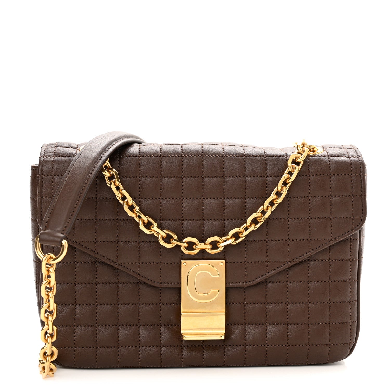Celine Calfskin Quilted Medium C Bag Dark Brown 1 of 9