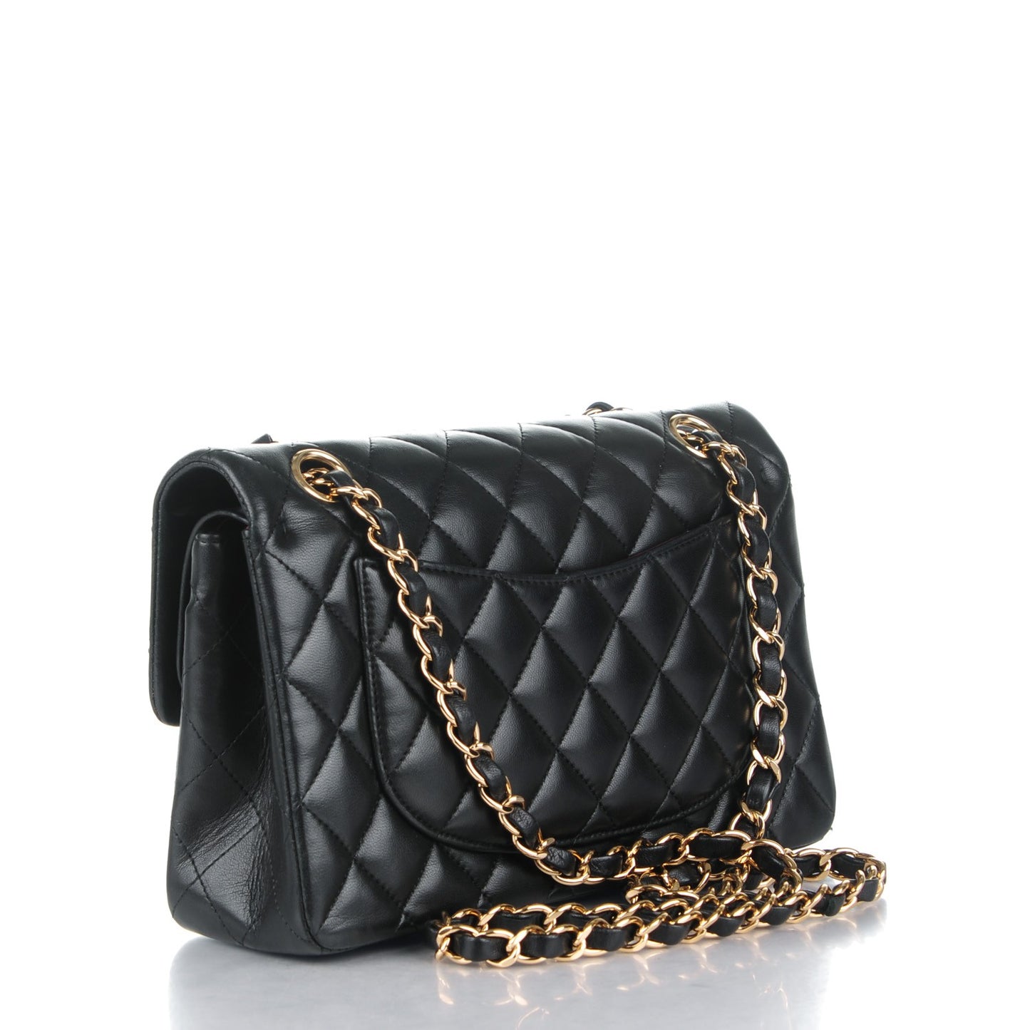 Lambskin Quilted Small Double Flap Black