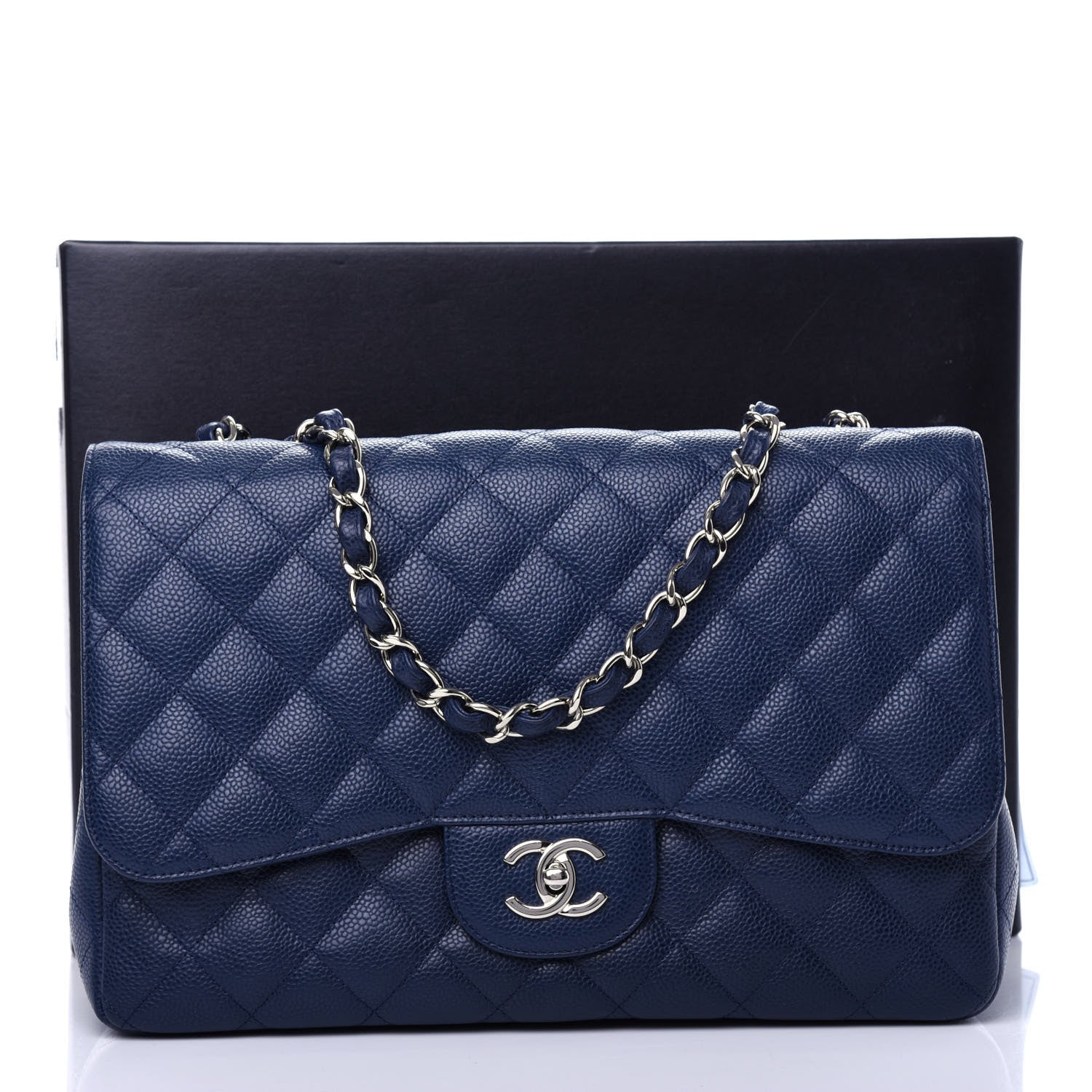 Chanel Caviar Quilted Jumbo Single Flap Navy 11 of 11