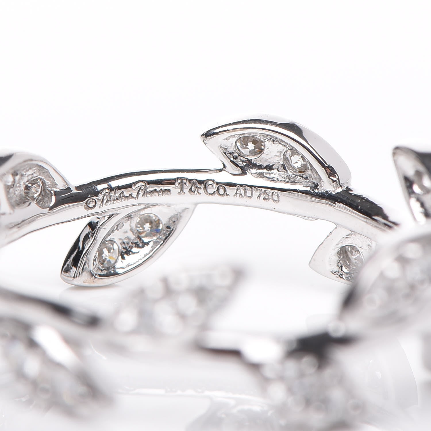 Tiffany 18K White Gold Diamond Narrow Paloma Picasso Olive Leaf Band Ring 49 4.75 4 of 4