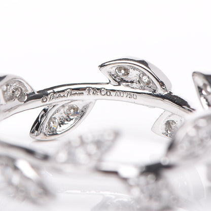 Tiffany 18K White Gold Diamond Narrow Paloma Picasso Olive Leaf Band Ring 49 4.75 4 of 4