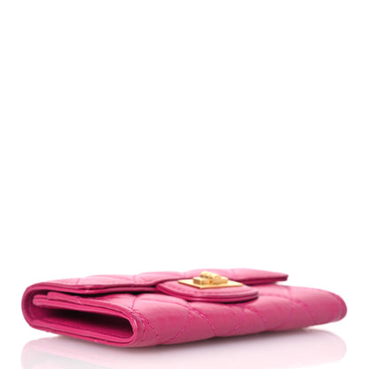 Chanel Aged Calfskin Quilted Reissue Flap Card Holder Fuchsia 4 of 12