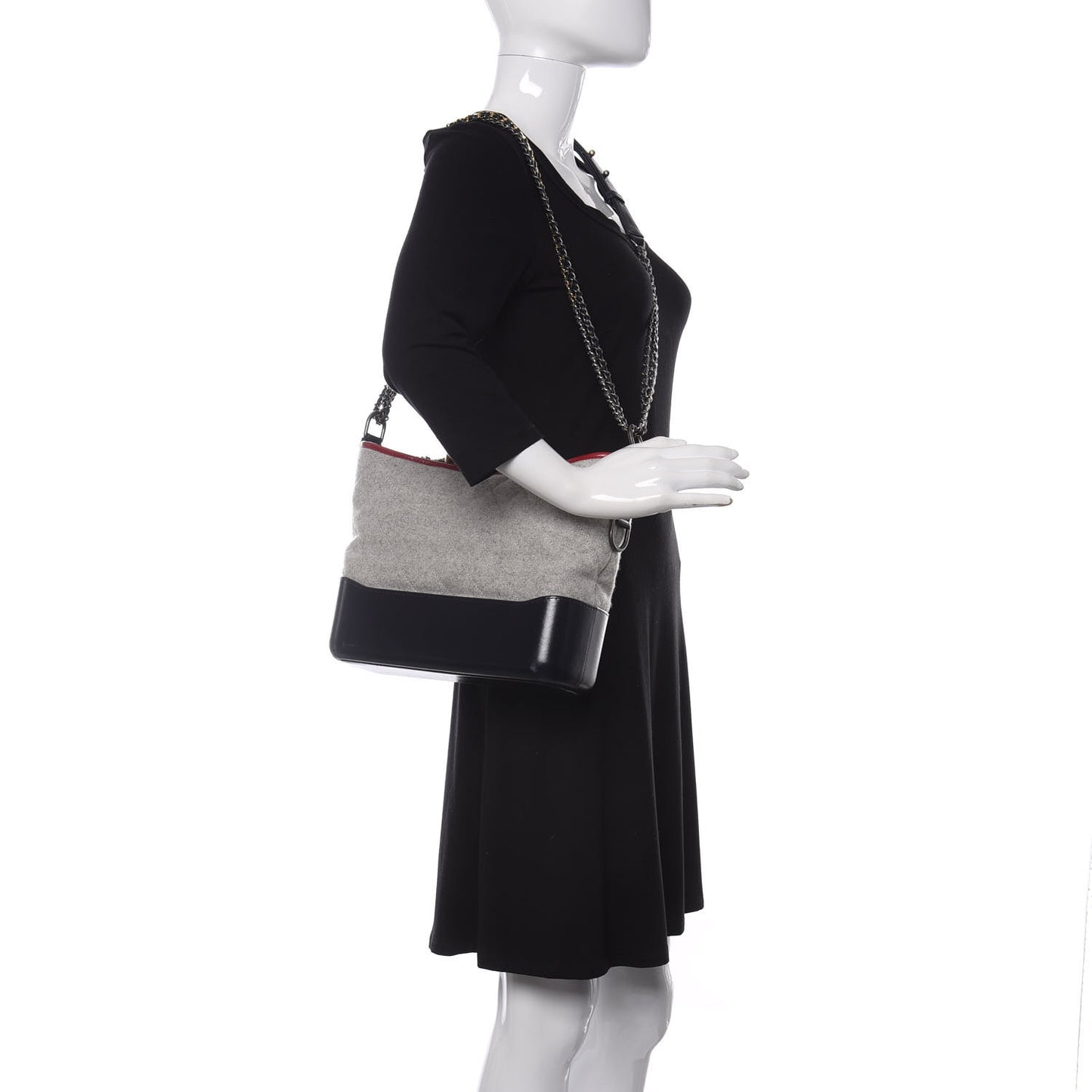 Wool Calfskin Quilted Medium Gabrielle Hobo Navy