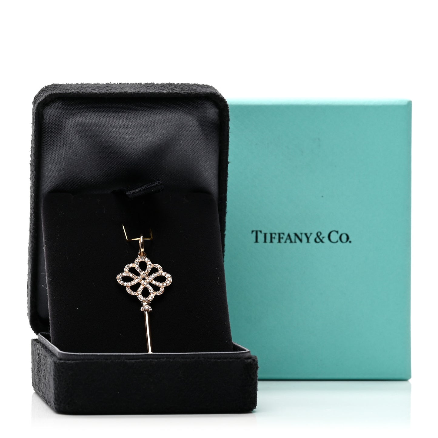 18K Rose Gold Diamond Knot Key Pendant