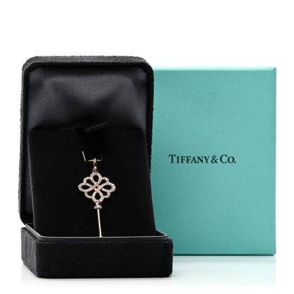 Tiffany 18K Rose Gold Diamond Knot Key Pendant 4 of 4